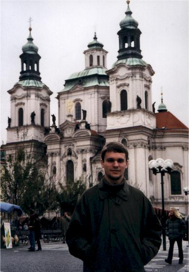 Denis before a church