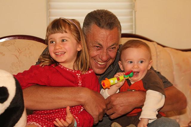 Nikita grandpa and Ellie laughing