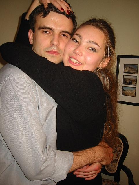 Zhenya and Anya hugging
