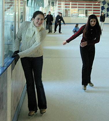 Nastya holding on to the ice