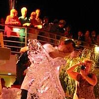 ice carving in process