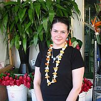 Anastasia wearing lei