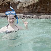 anastasia in a snorkeling gear