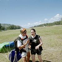 smiles after the landing