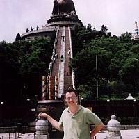 I am at the bottom of stairs to Buddah