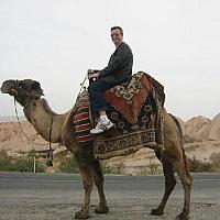 Konstantin riding a camel