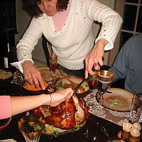 Ida carving turkey